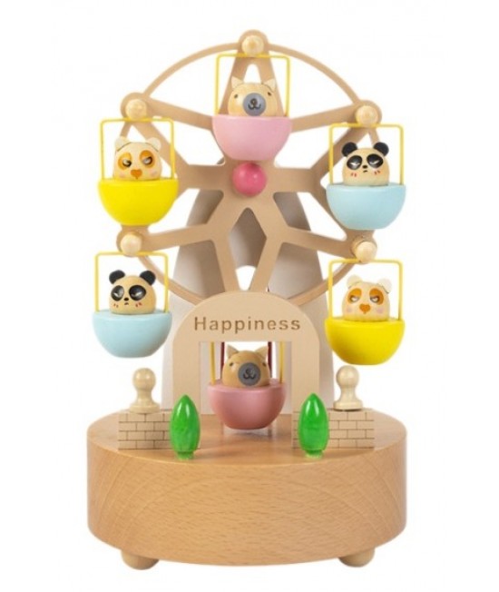 彩色動物 旋轉摩天輪 木質音樂盒 MUSIC BOX